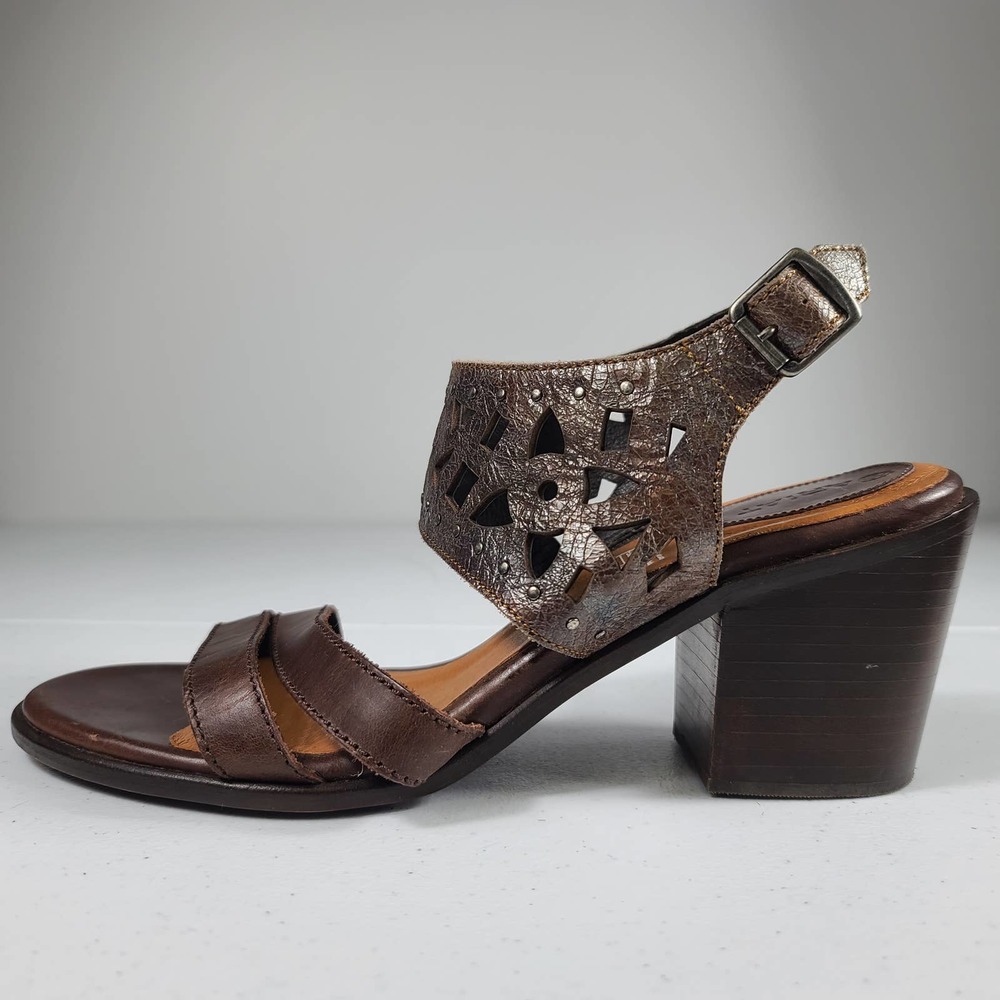 Ariat Poppy Brown Leather Open Toe Strappy Block Heel Sandals 10 B